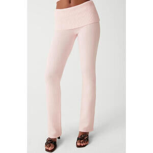 NWT! Frankie’s Bikinis Mason Cloud Knit Flare Pants in Rose Quartz Pink - XS